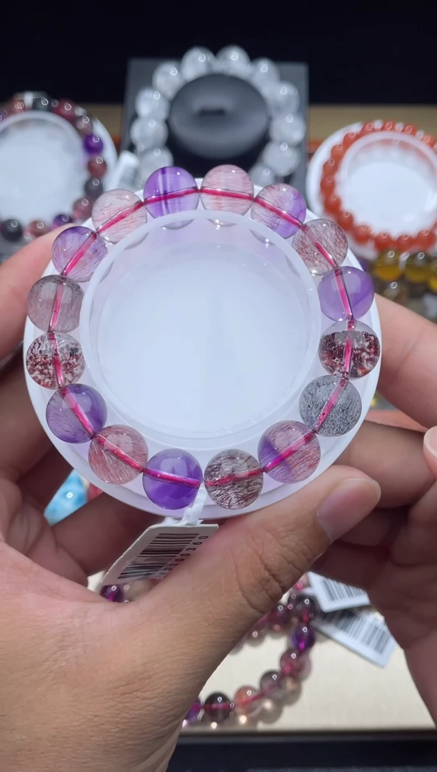 未镶嵌手串水晶黑加仑超七单圈12m+