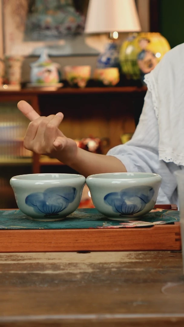 瓷片景德镇纯手工釉下彩精品茶具