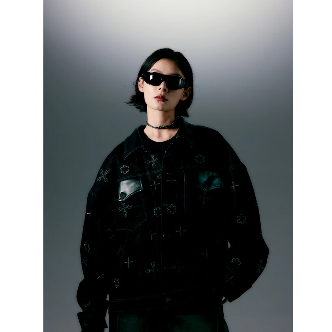 CHAWALANDRO夏瓦兰卓春季新款翻领夹克外套刺绣藏式潮牌外套X