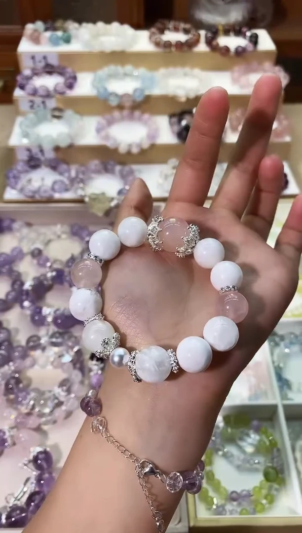 水晶手串未镶嵌白雪花幽灵手串