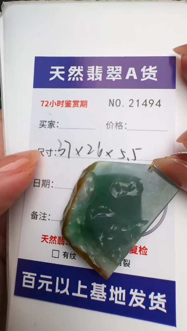 翡翠未镶嵌颈饰原石21494