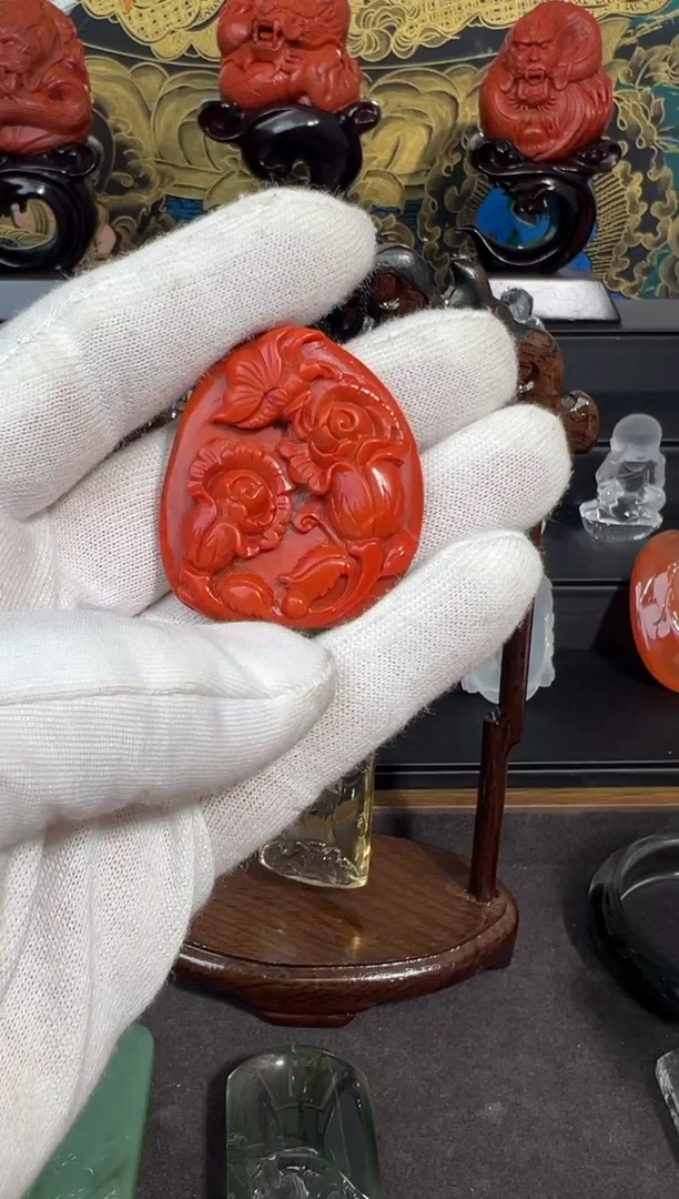 吊坠(不含链)未镶嵌南红玛瑙天然南红 蝶恋花吊坠 编号019