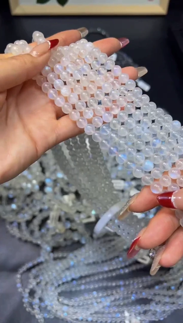 【闪购商品】长石手链未镶嵌7mm进阶蓝月光3圈 默认微瑕介意勿拍