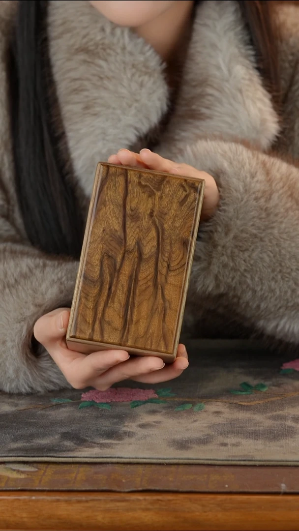 乌木类箱古沉金丝楠水波纹天地盖首饰盒