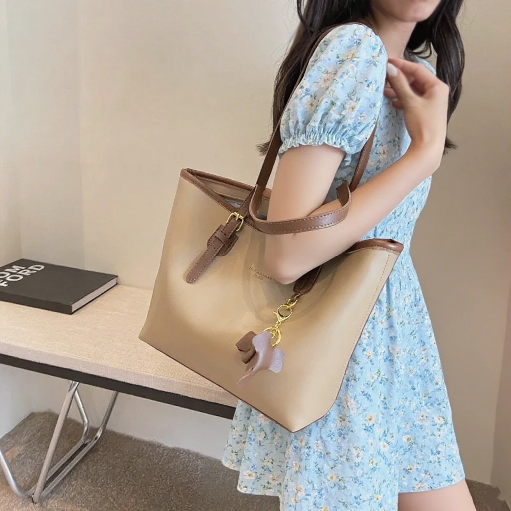 女士大容量包包女2025新款潮高级感单肩包质感女士通勤分层托特包