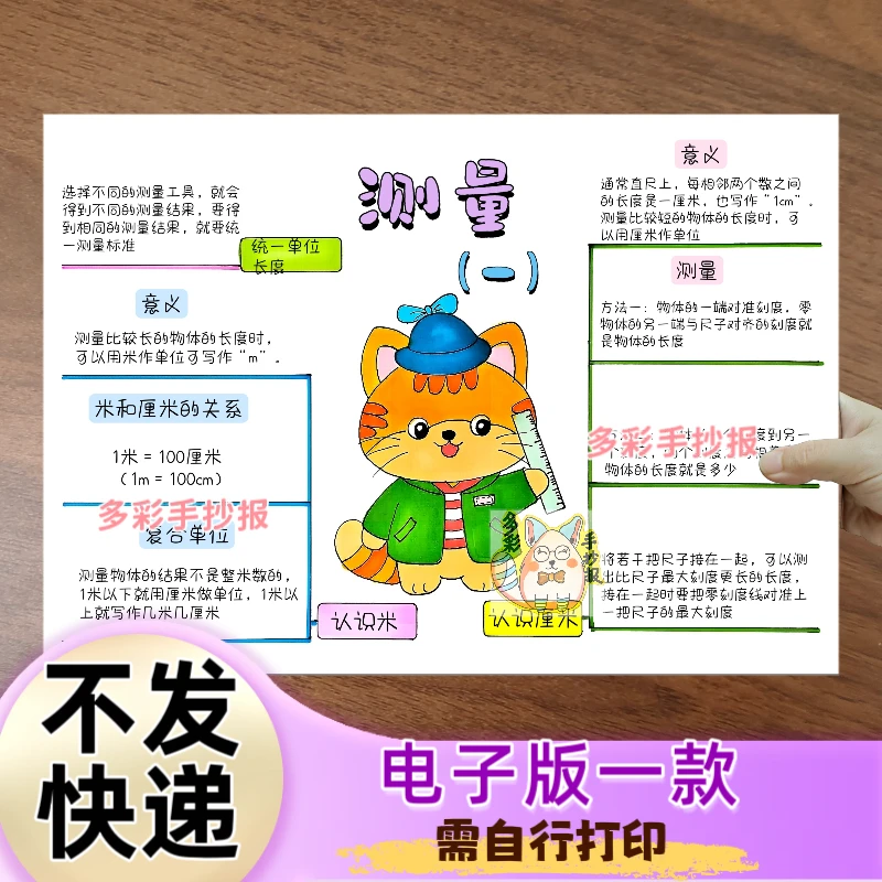 【1470】北师大版二年级上册数学第二单元测量（一）思维导图电子稿