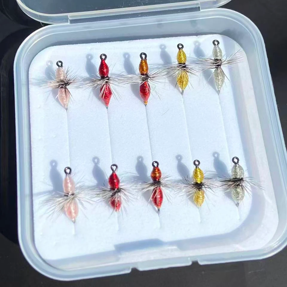 手工精绑蓑羽高光炫彩蚂蚁飞蝇钩微物路亚假饵适用于白条马口