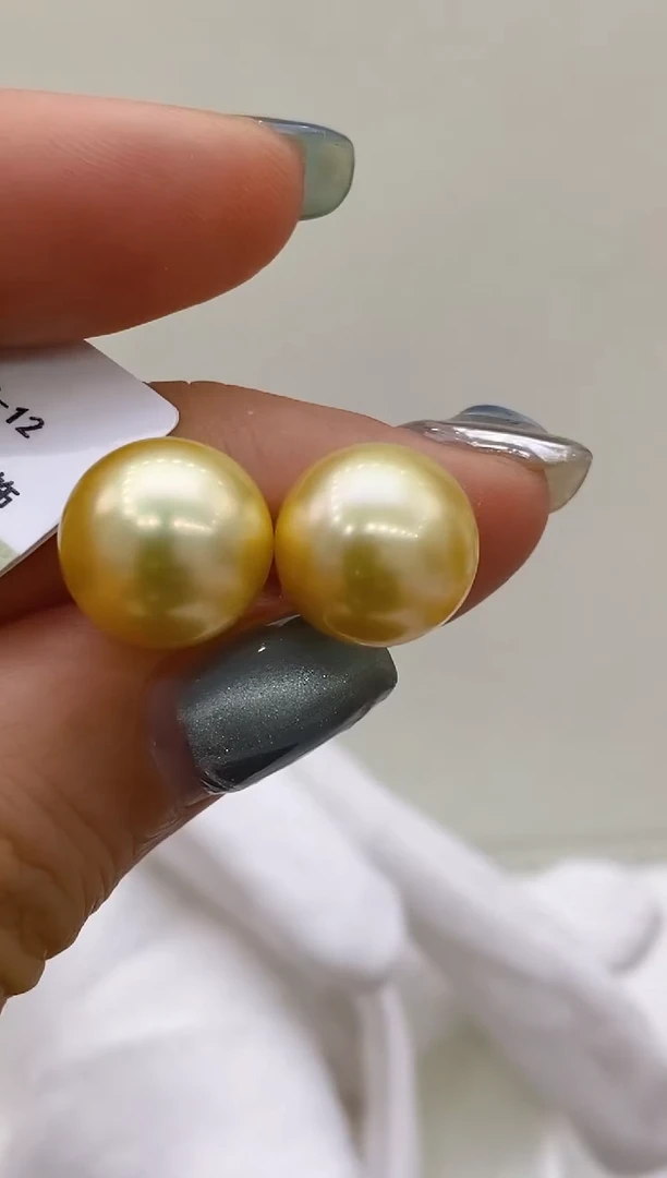 18K金镶嵌海水珍珠耳饰81 12-13mm