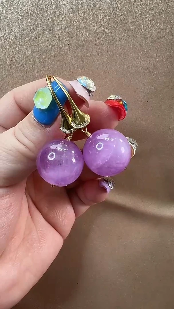 耳环锂辉石银S925镶嵌耳环