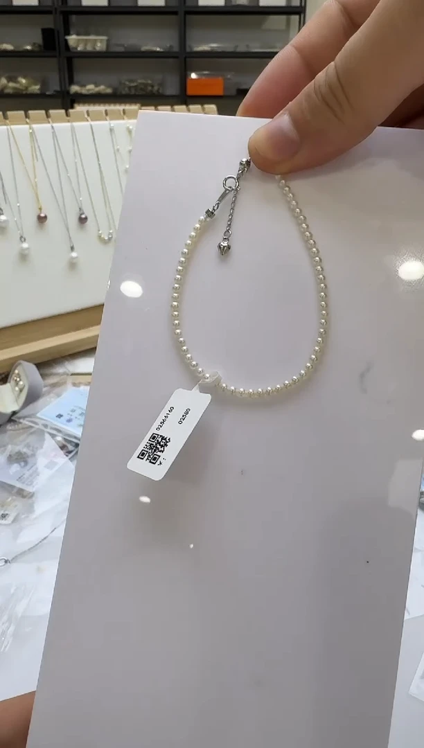 淡水珍珠手链银S925镶嵌2.5-3mm 爱心抽拉尾链