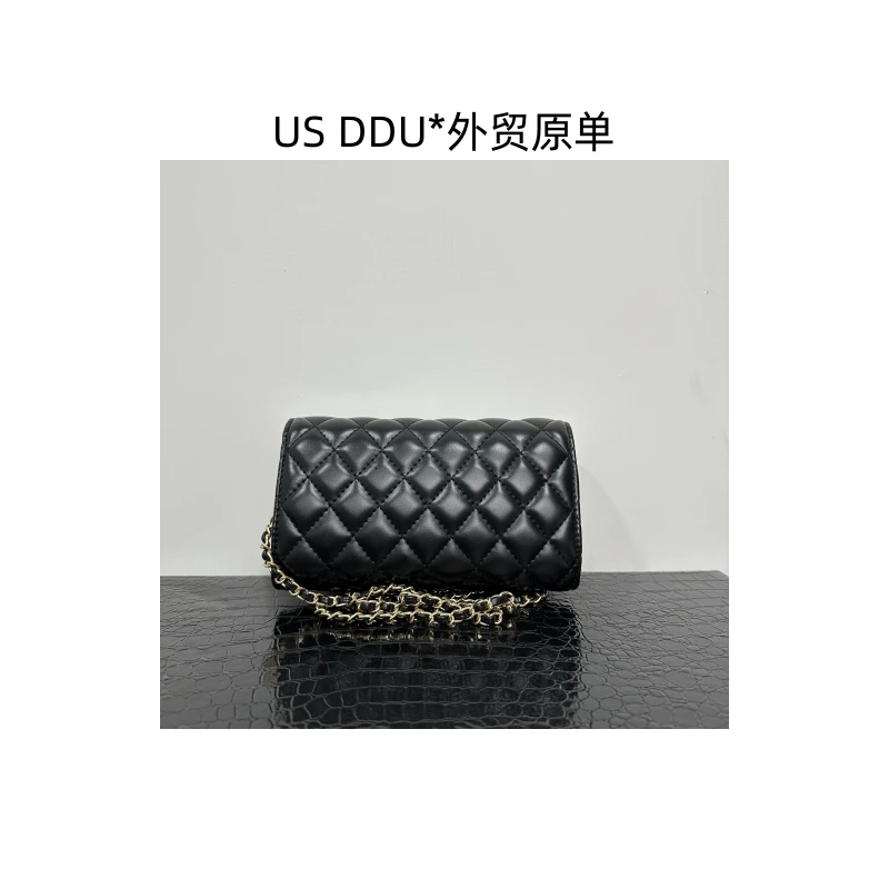 A101 黑色小菱格钱包单肩斜挎女包8257/F002