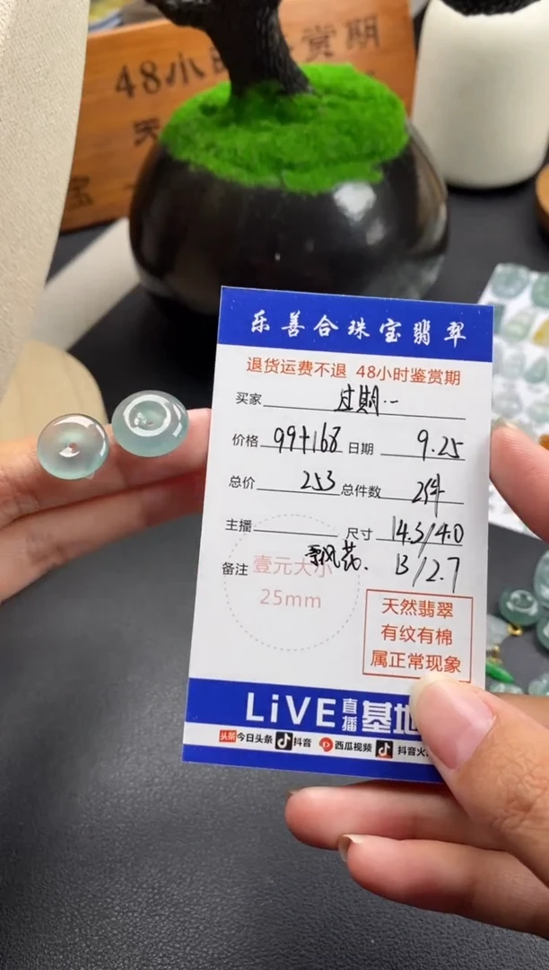颈饰未镶嵌翡翠过***?翡翠冰种平安扣