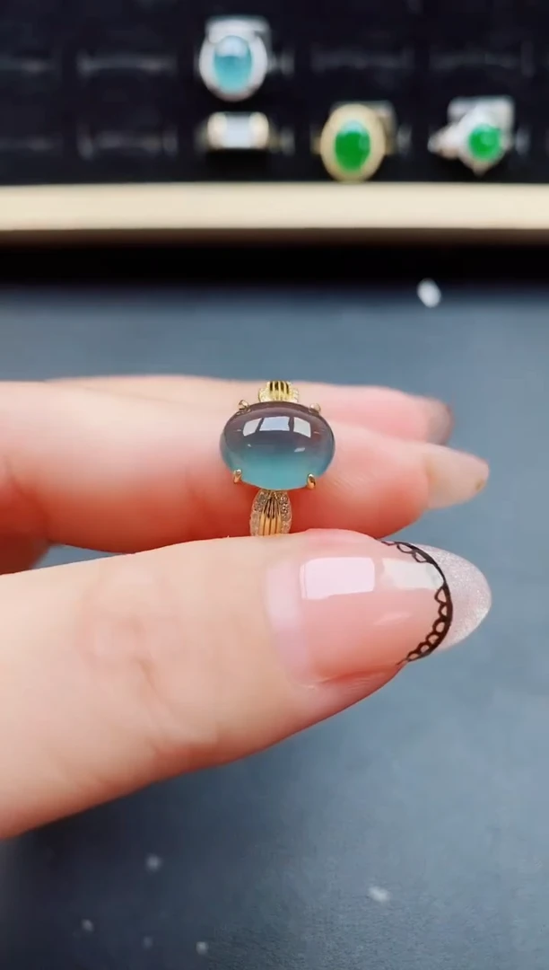 翡翠戒指银S925镶嵌5080