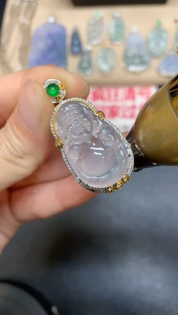 【闪购商品】翡翠吊坠(不含链)18K金镶嵌财神【无服务费