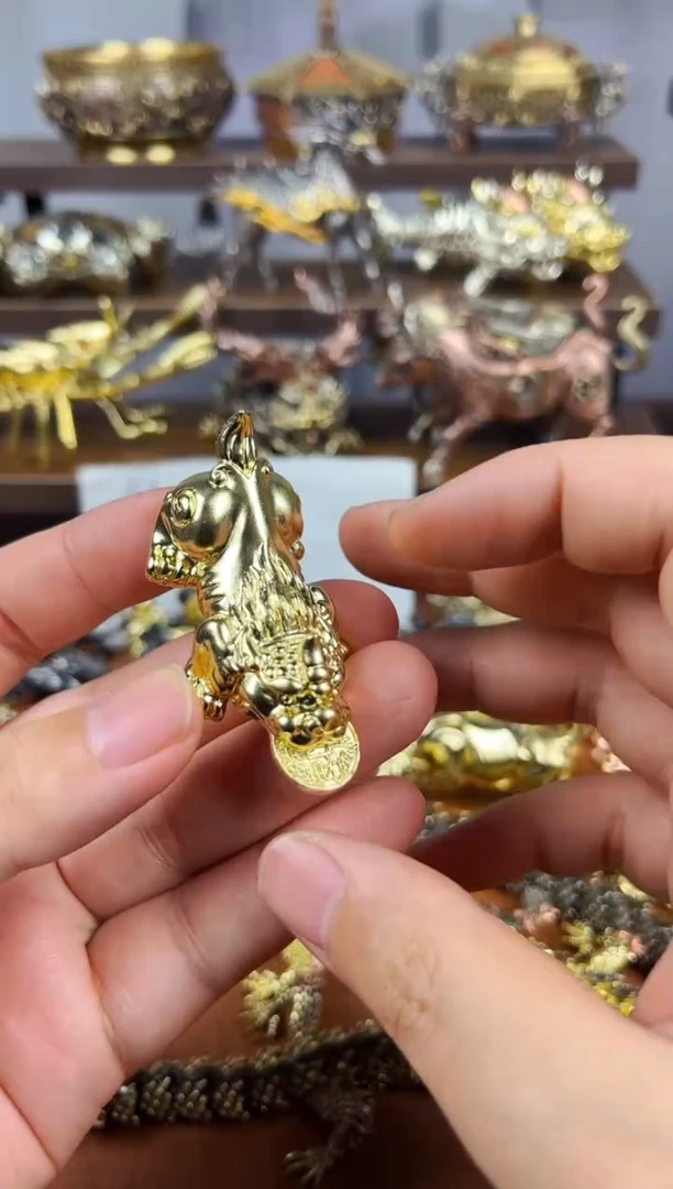 咬钱貔貅黄铜摆件实心小号