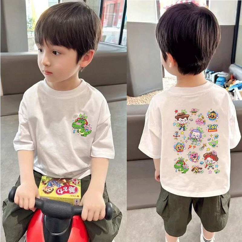 新款草莓熊儿童纯棉短袖T恤夏季薄款男女童贴布卡通半袖上衣洋气t