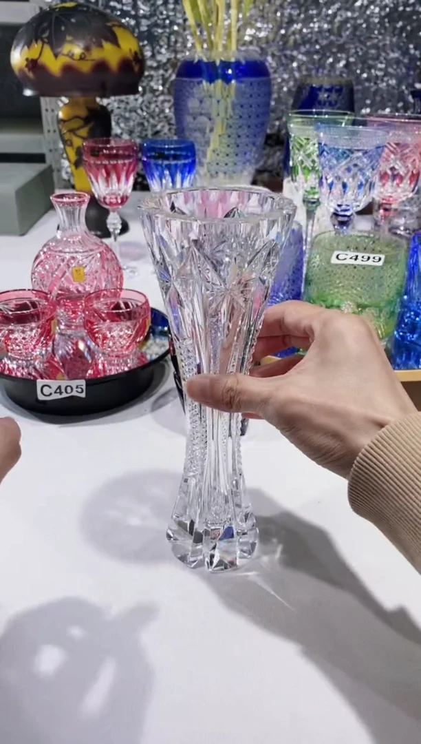 【闪购商品】水晶玻璃无手柄款花瓶豪雅水晶617透明