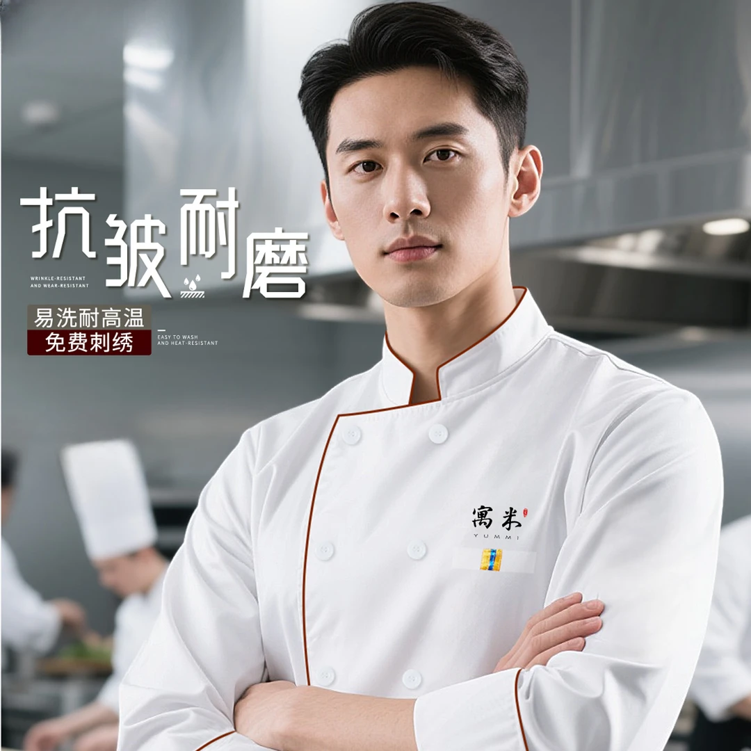 秋冬季食堂餐饮厨房厨师专用工作服长袖酒店饭店后厨烹饪定制工装