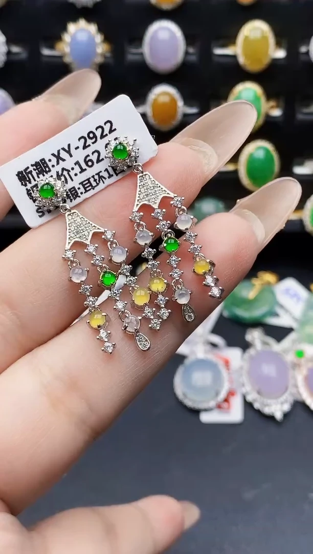 银S925镶嵌戒指翡翠6086