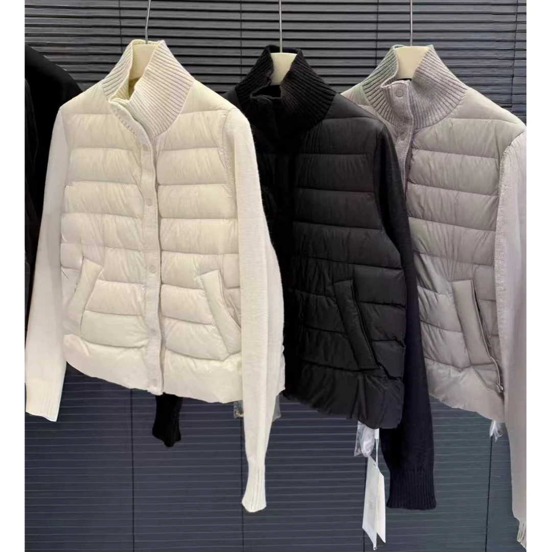 2025秋冬新款宽松显瘦休闲羽绒服女立领拼接针织衫短款轻薄外套潮