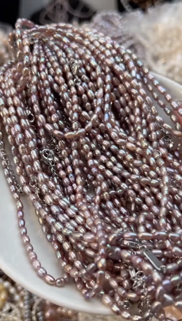 未镶嵌淡水珍珠福利强光*珍珠项链（紫色3mm+）
