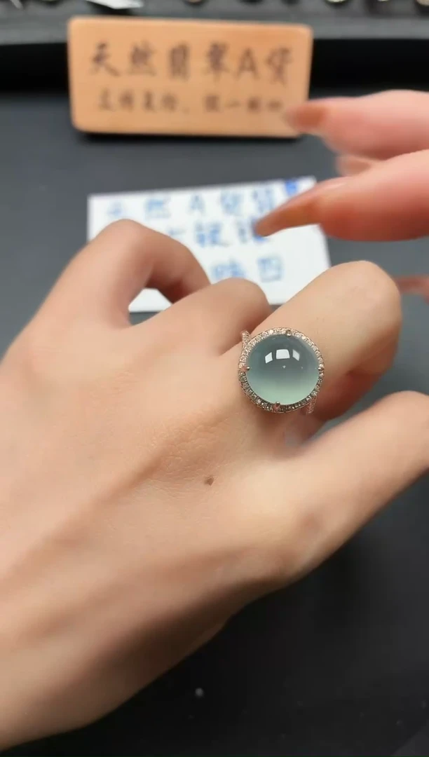 银S925镶嵌戒指翡翠1
