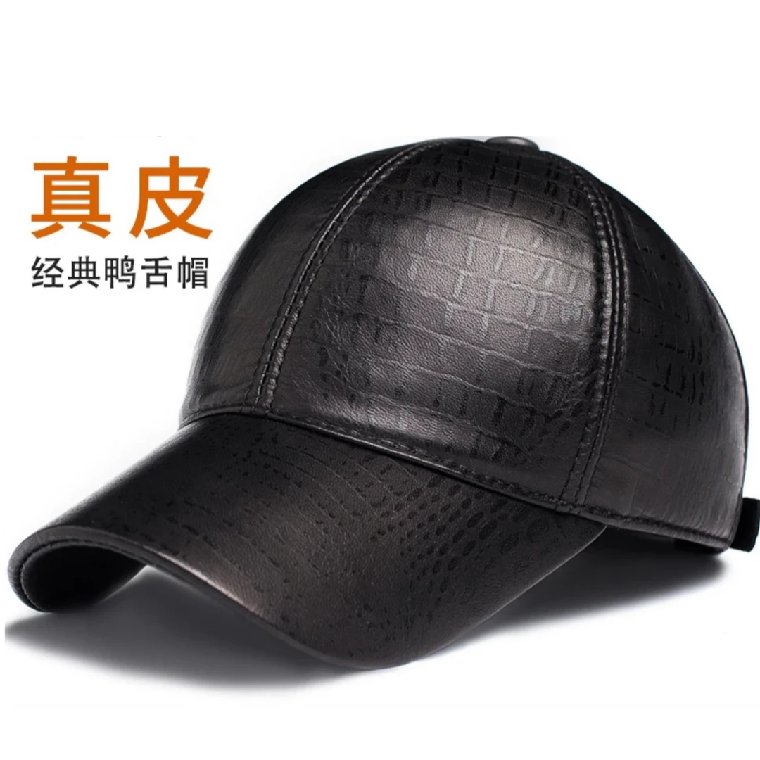 HBKS 纯羊皮棒球帽男士秋冬新款真皮经典 休闲帽子爸爸休闲鸭舌帽