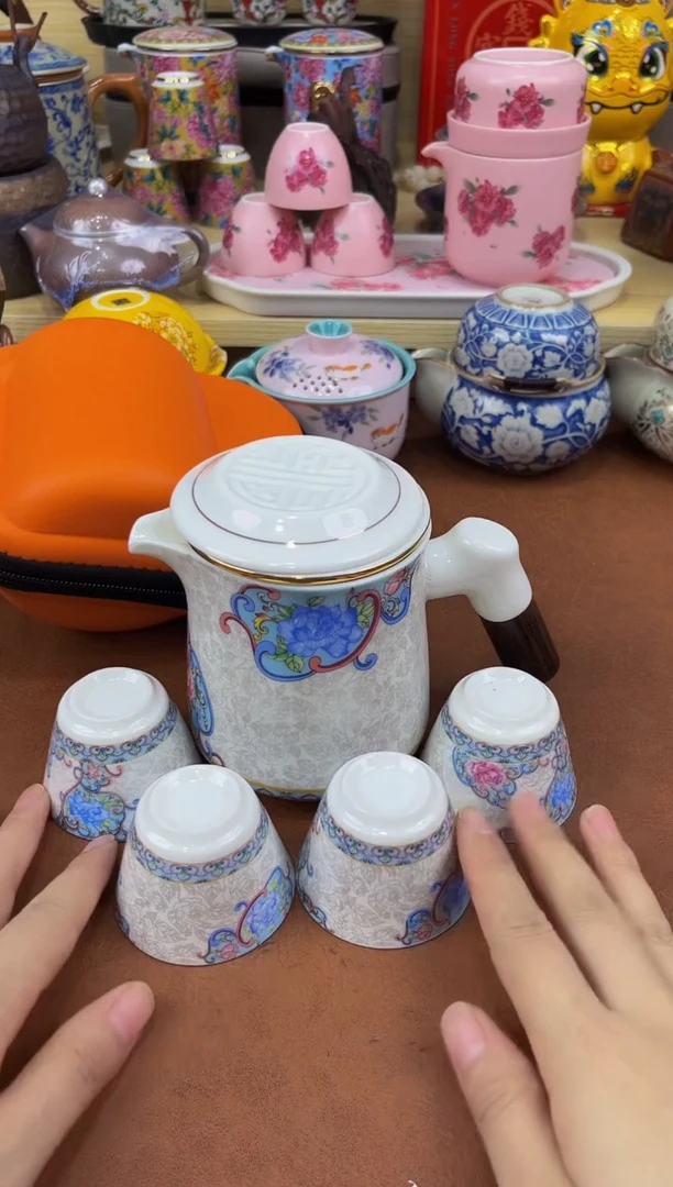 陶瓷茶具摆件旅行套组