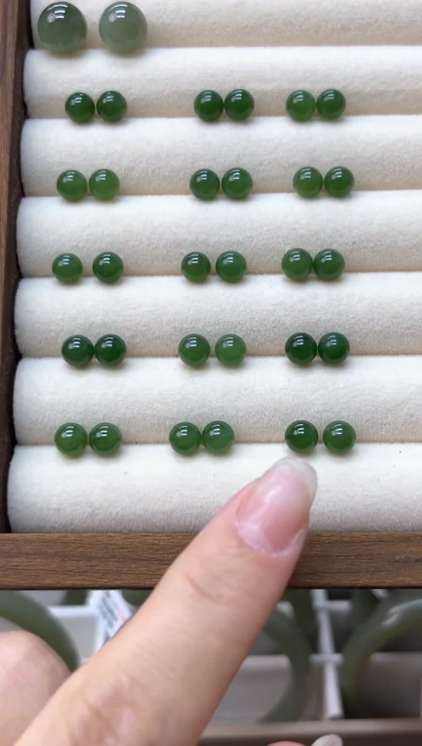 和田玉未镶嵌耳饰和田玉碧玉银镶耳钉 多样拍一发一