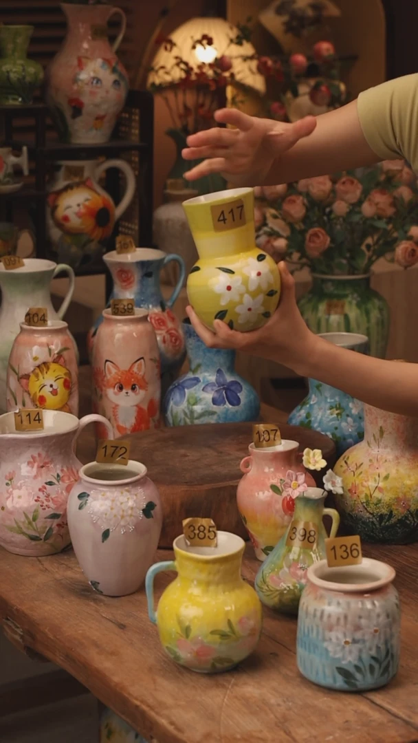 有机玻璃景德镇设计师手作花器摆件侘寂风417