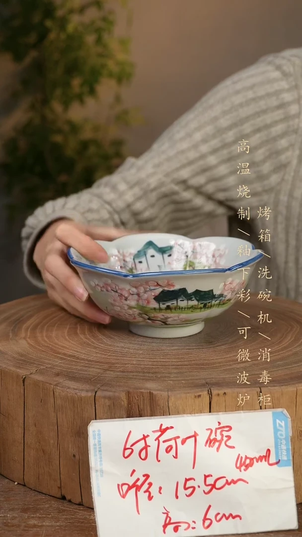 碗瓷景德镇手工手绘高温瓷釉下彩