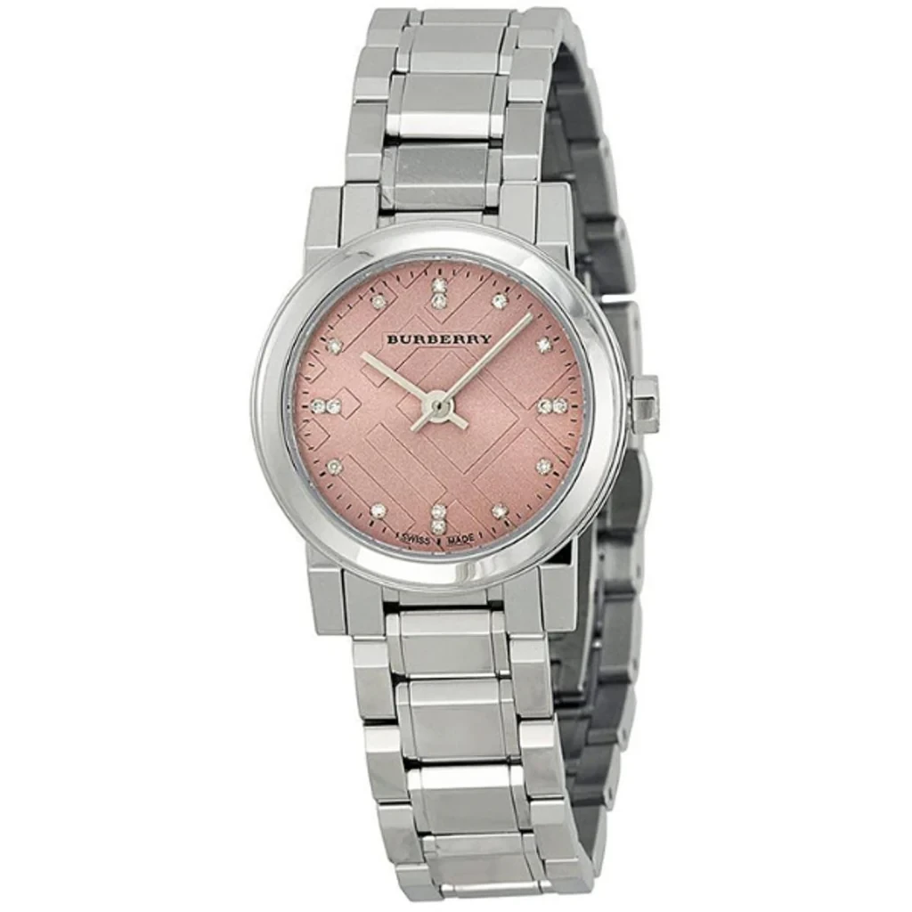 Burberry 博柏利 粉色时尚镶钻钢带石英女表26MM- BU9223