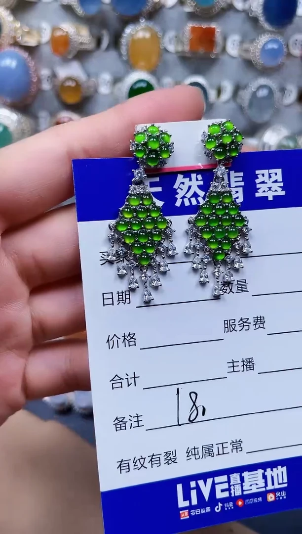 银S925镶嵌翡翠耳饰180