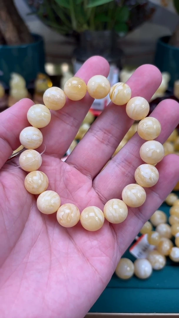 手链蜜蜡未镶嵌【p66】收藏臻品白蜡手串17.52克 12mm