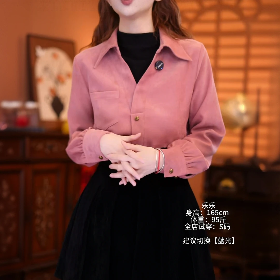 秋冬厚款小衫港味复古气质衬衣假两件长袖上衣小众休闲百搭衬衫