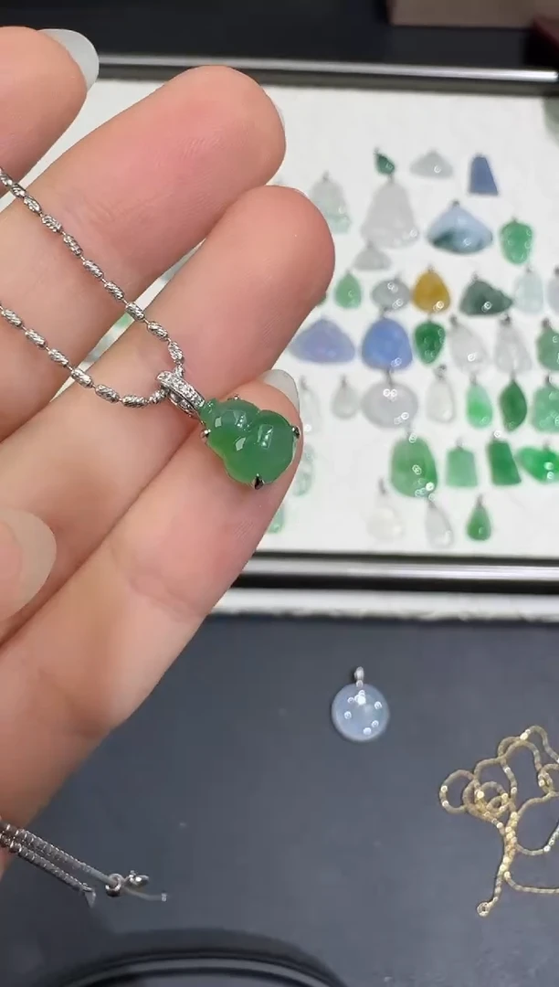 翡翠18K金镶嵌吊坠(不含链)X0617-1501-520