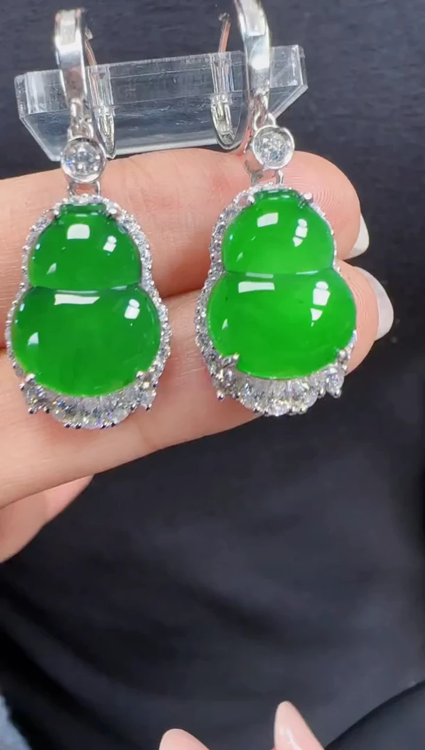 未镶嵌定制翡翠翡翠耳环69