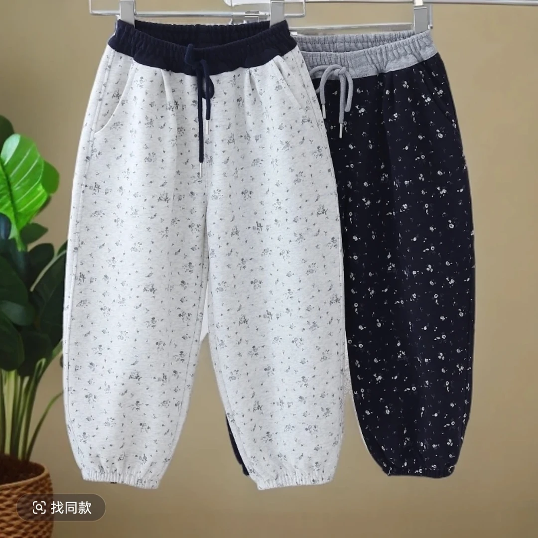 女小碎花运动裤松紧带束脚裤卫裤休闲裤休闲风潮酷女童裤子秋季