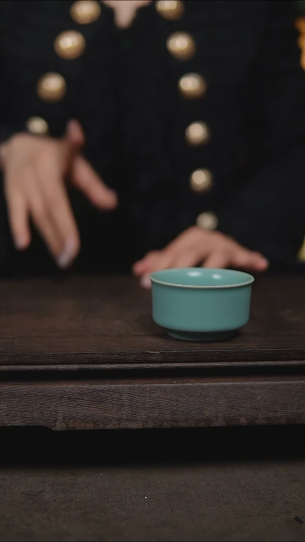 杯仿古天青小唇口杯