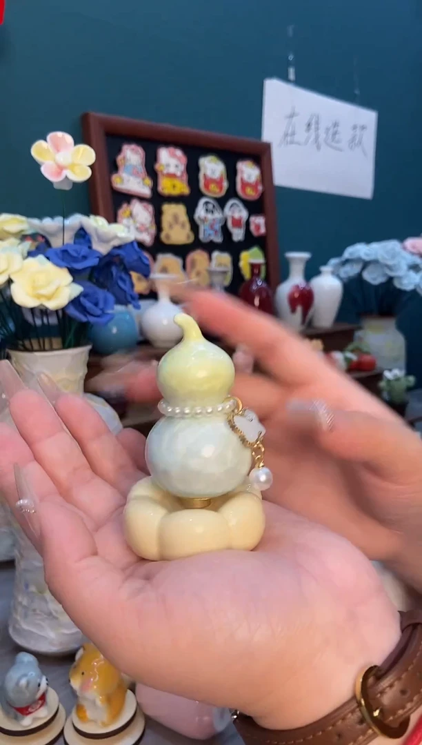 摆件黄色葫芦景德镇陶瓷转转1个装