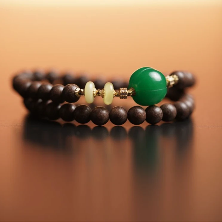 【珊木居】HXZ1586JY TO-P系列 通络合香珠0.6圆珠干青小翡双圈手串