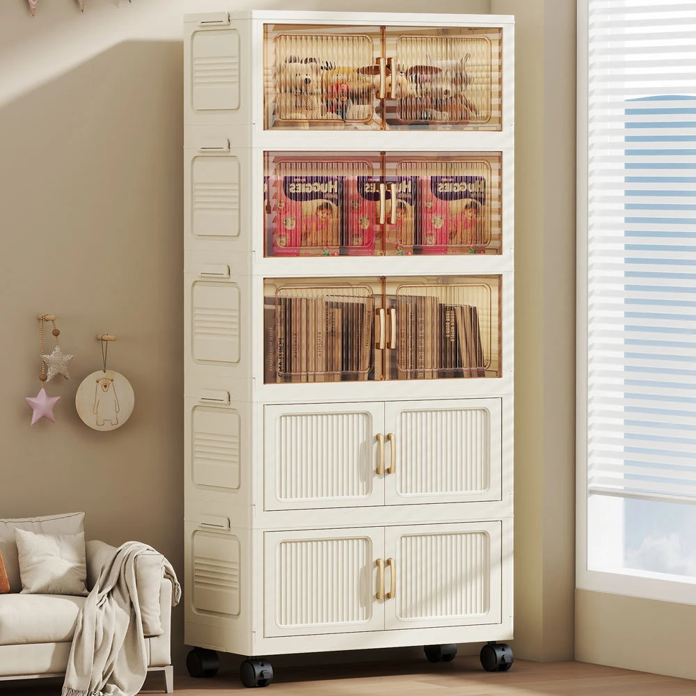 70CM面宽可折叠家用收纳柜客厅杂物玩具整理柜厨房置物架塑料柜子