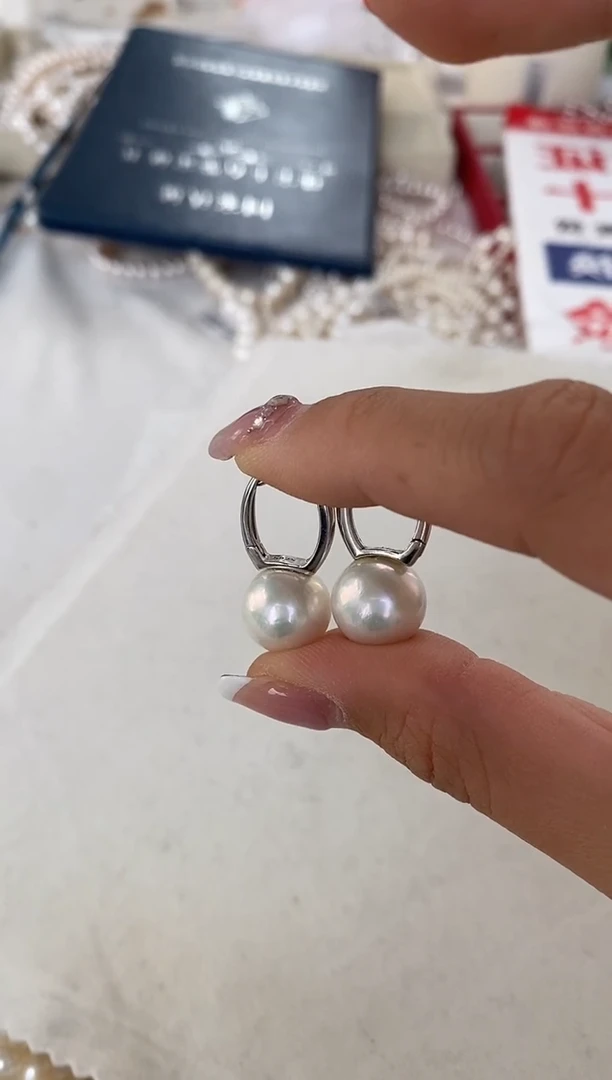 银S925镶嵌耳饰淡水珍珠12-13