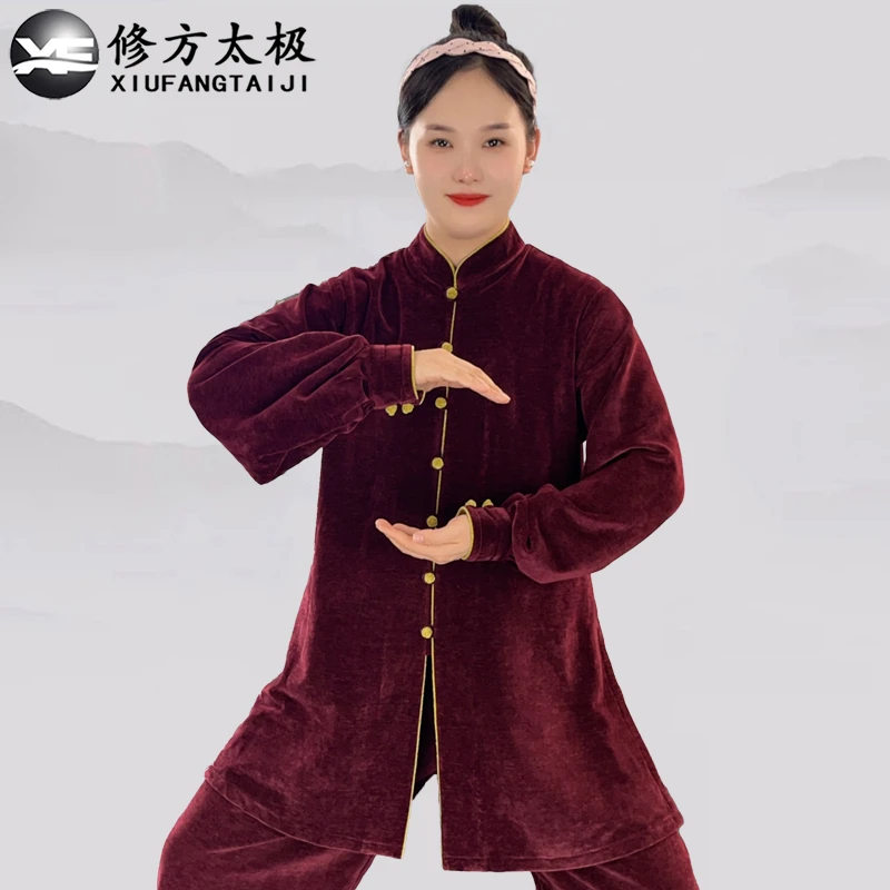秋冬加厚太极服女（双面真丝绒）保暖舒适八段锦表演服太极拳练功服