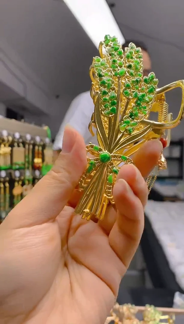 【闪购商品】翡翠耳饰合金0182翡翠发簪