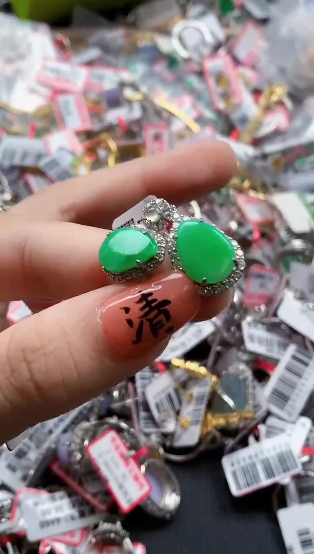 银S925镶嵌戒指翡翠天然A货缅甸翡翠