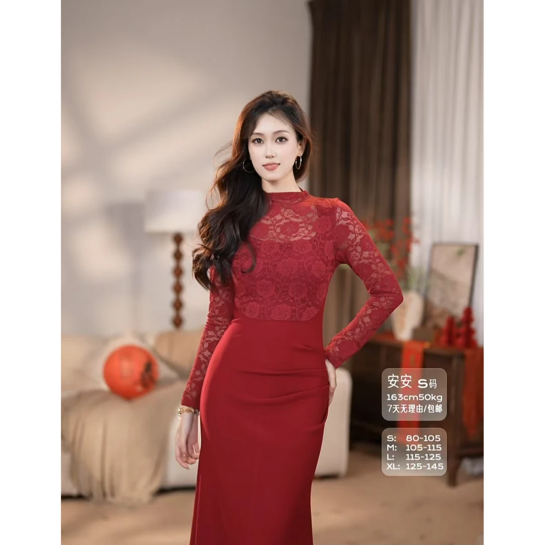 【安安】半岛情书法式气质优雅设计感显瘦收腰修身连衣裙-ZX854