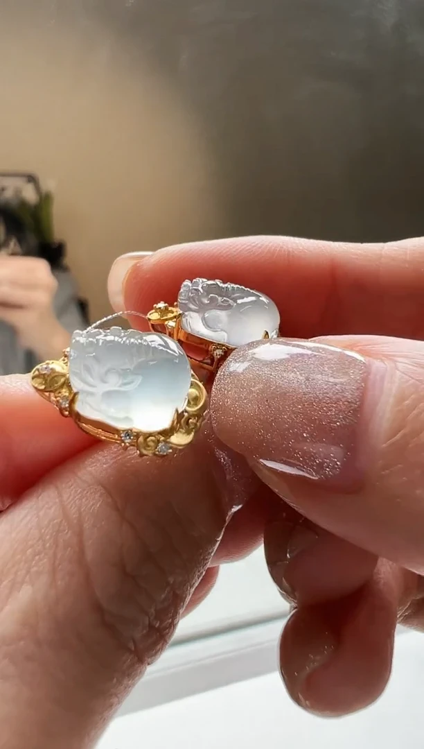 18K金镶嵌翡翠耳饰KDF1025-013