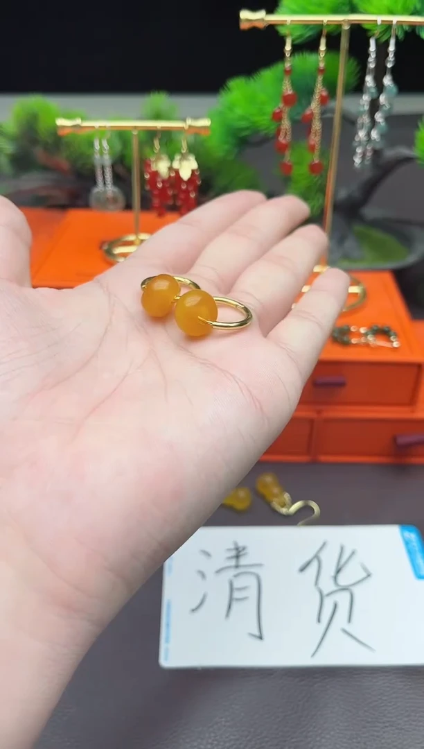 玛瑙/玉髓耳饰银S925镶嵌536