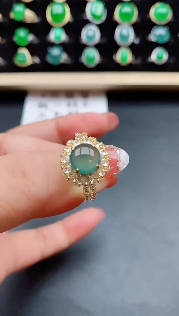 【闪购商品】翡翠戒指银S925镶嵌50800